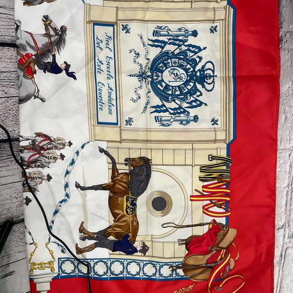 HERMES Carre 90 REAL ESCUELA ANDALUZA DEL ARTE ECUESTRE Scarf Stole Auth Women - Picture 2 of 12